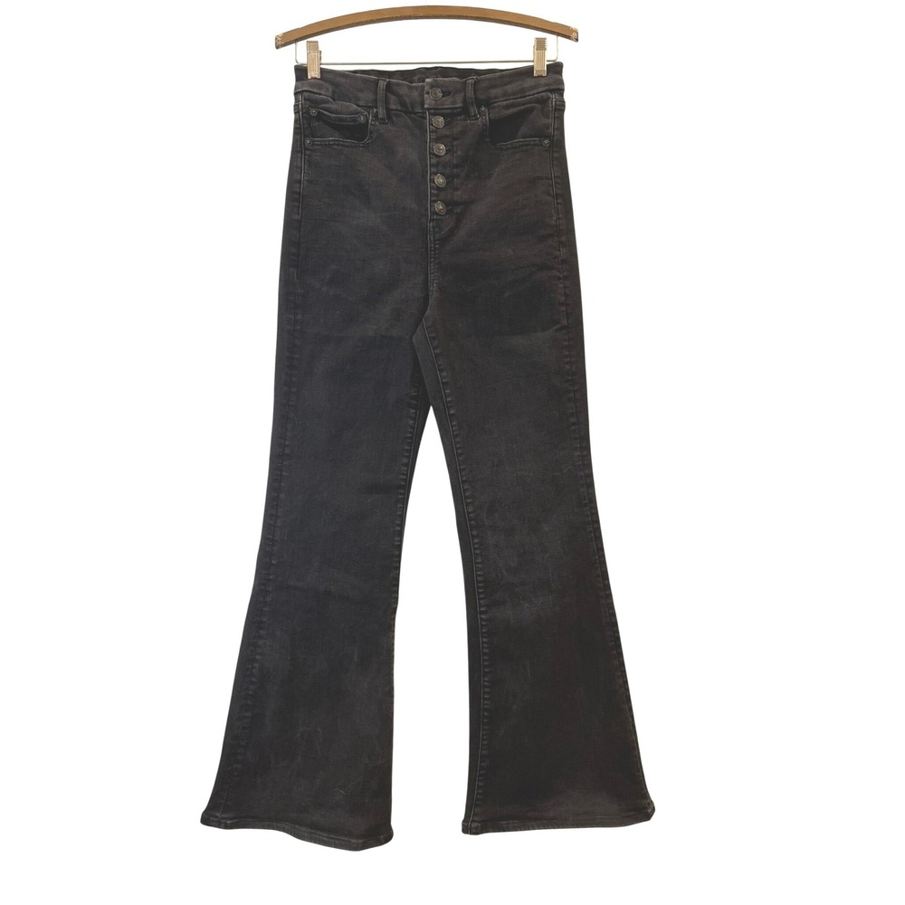 American Eagle Ne(x)t Level Stretch High Waisted Button Fly Flare Jeans Black 8